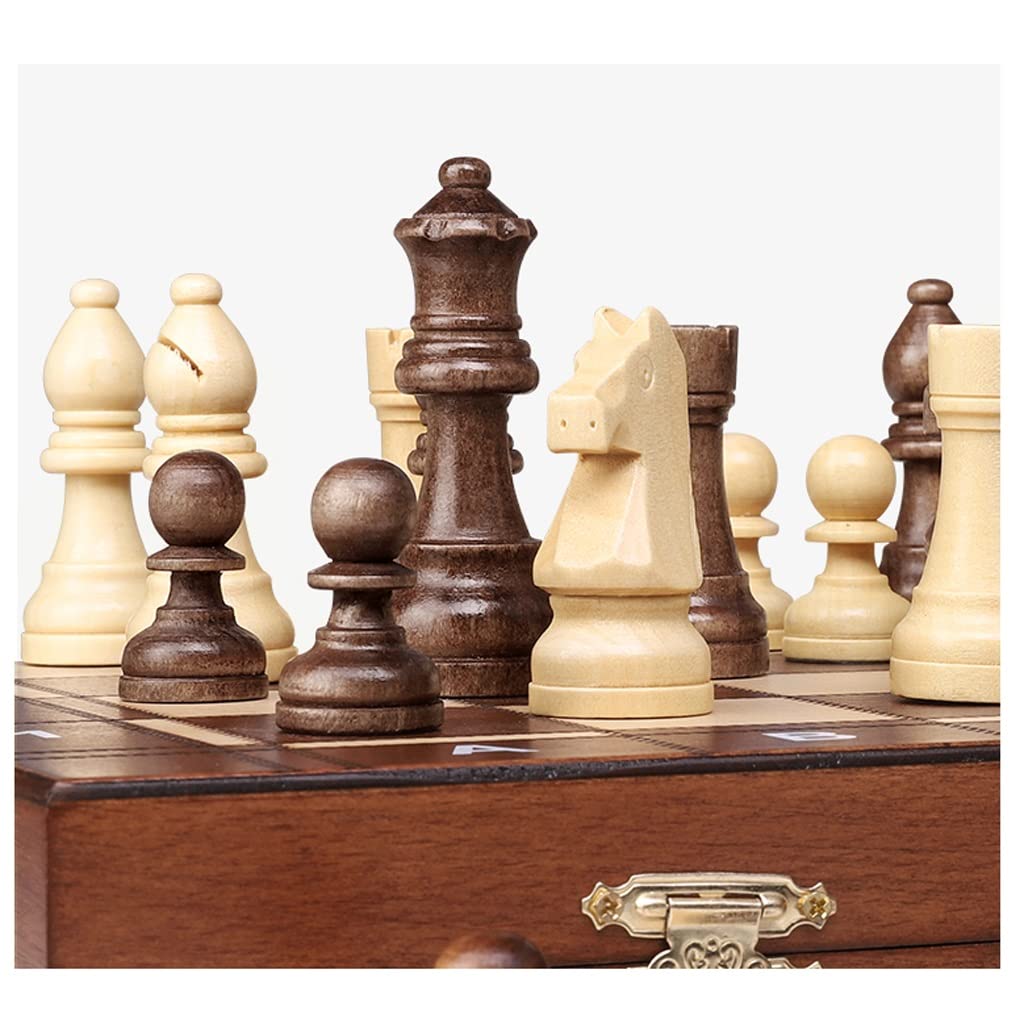 ZAW Schach Schach-Set magnetische Massivholzschach-Falten-Falten-Heißstempelschach-Box 2- zusätzliche Queens Schachbrett-Spiel-Geschenk for Erwachsene Chess (Color : Magnetic)
