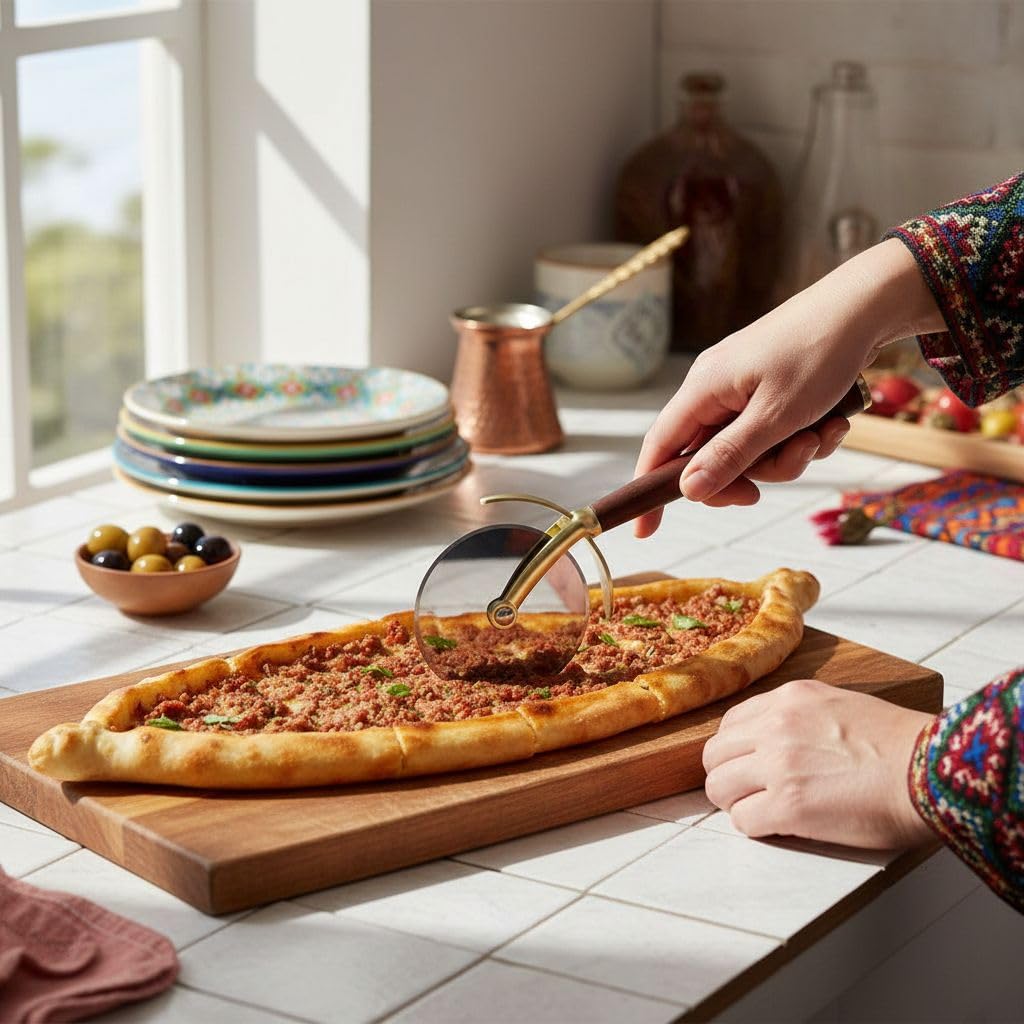 AmberHaus Akasya Ahşap Saplı Paslanmaz Çelik Mutfak ve Bar Gereçleri - Pizza Kesici, Şişe Açacağı, Sarımsak Ezici, Ceviz Kıracağı, Soyacak - (Şişe Açacağı - Gold)