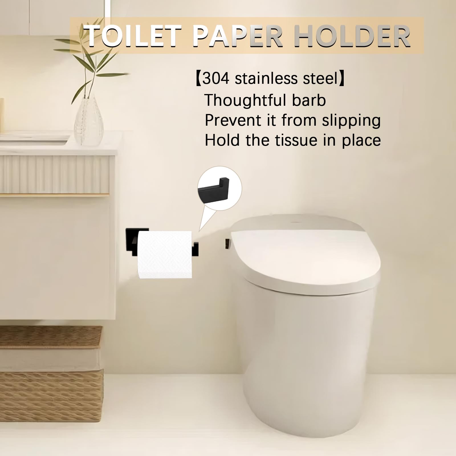 LIZWETEC Matte Black Bathroom Accessories Set, 22.2 Inch Bath Towel Bar Set, Stainless Steel Bathroom Hardware Set, Towel Racks for Bathroom Wall Mounted