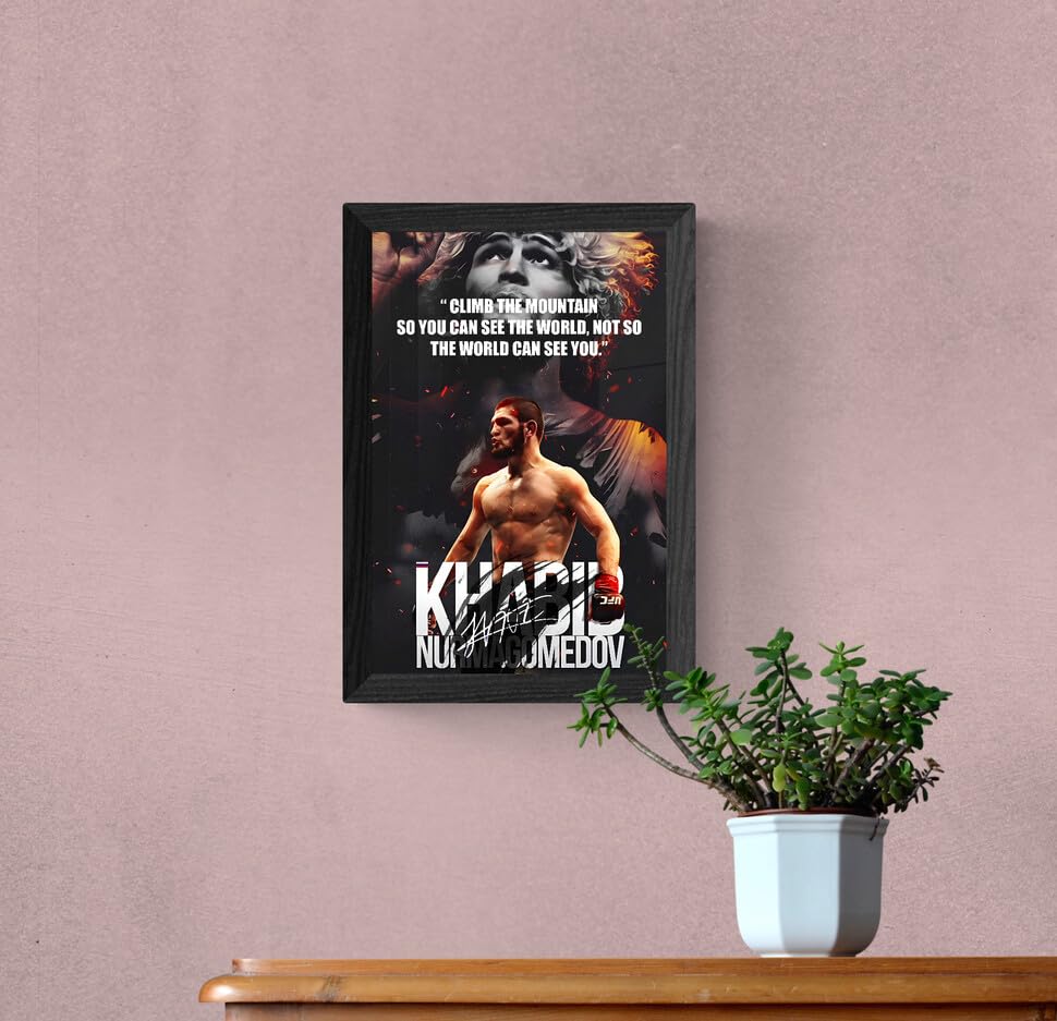 FRAMEO STORE Khabib Nurmagomedov Poster Glass frame, Khabib Nurmagomedov Quote wall art framed poster (A4 size - 8 X 12 Inches) 1
