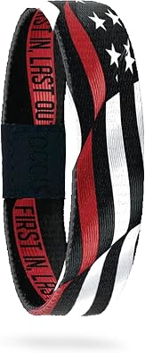 ZOX Interactive Hero Bracelets First In, Last Out | Firefighter Gift, Tap Phone to Read Personal Thank-You Notes, Stretchy Elastic Wristband, Inspirational Accessories for Men & Women Small