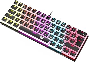 BENGOO Mechanical Gaming Keyboard, 60% Rainbow LED Backlit Compact Keyboard with 61 Keys and Blue Switches,Mini Wired Keyboard with 21 Anti-ghosting Keys for Computer Gamer PC Mac(Black)
