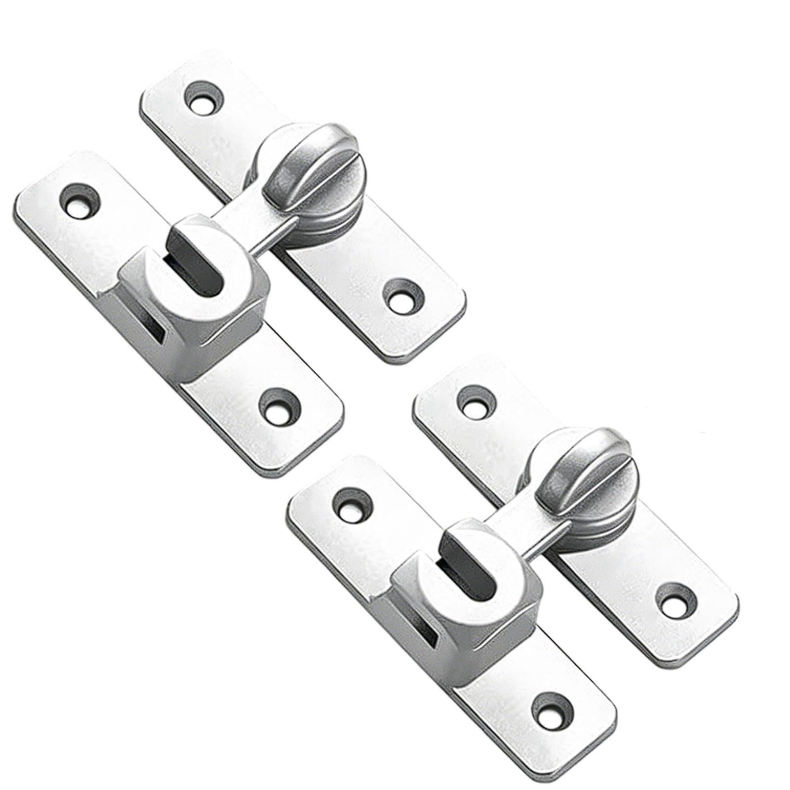 Oufeijia Eur Silver 2-Pack Surface-Mounted Bolt Door Latch For Hotel, Sliding, Thickened Anti-Theft Lock Aluminum Alloy(Silver)