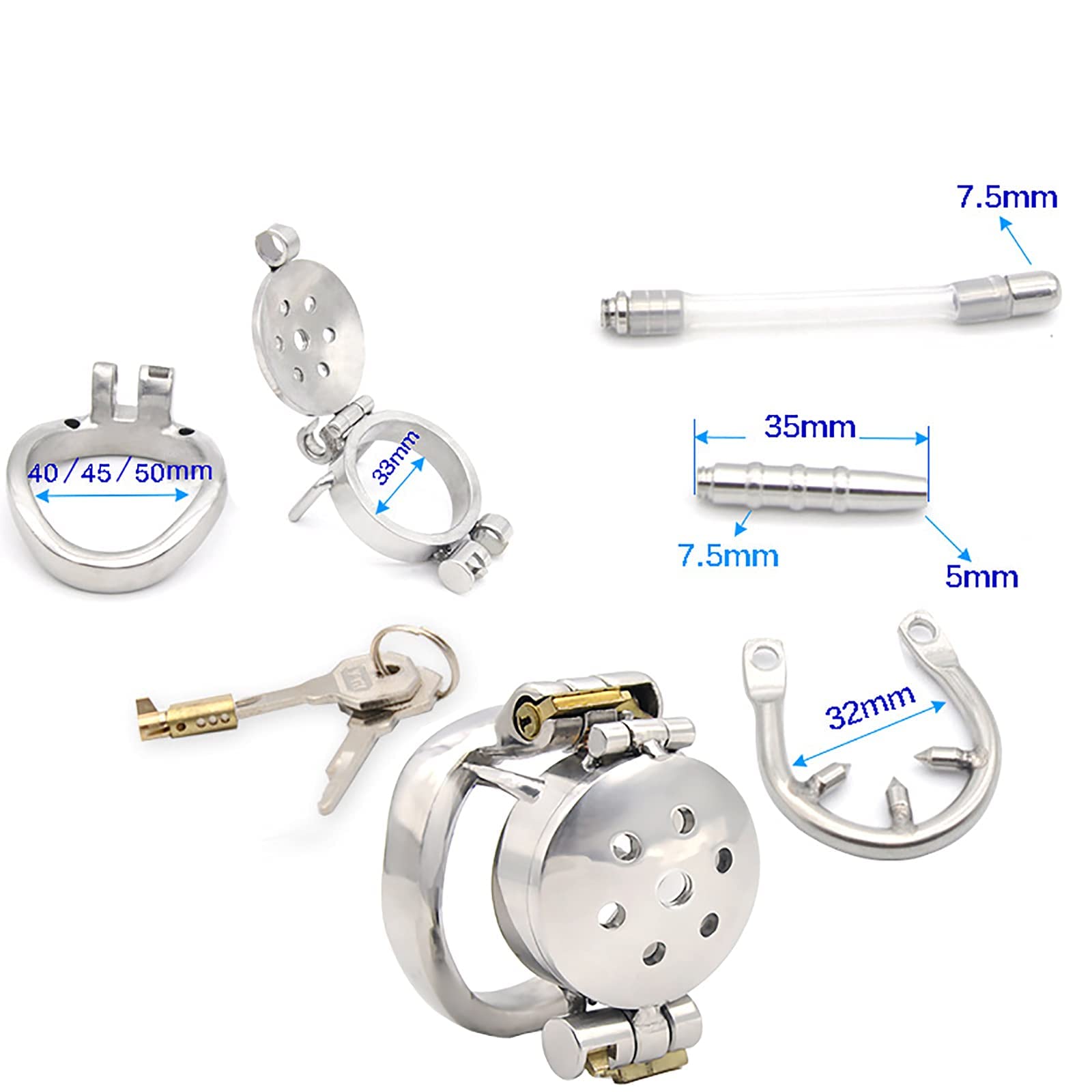 Keuschheitsgürtel Mann Extrem Keuschheitskäfig Edelstahl Chastity Cage Peniskäfig Mit Offenem Deckel Dilator Penisring Anti-Drop-Ring Mit Spikes Bondage Sexspielzeug