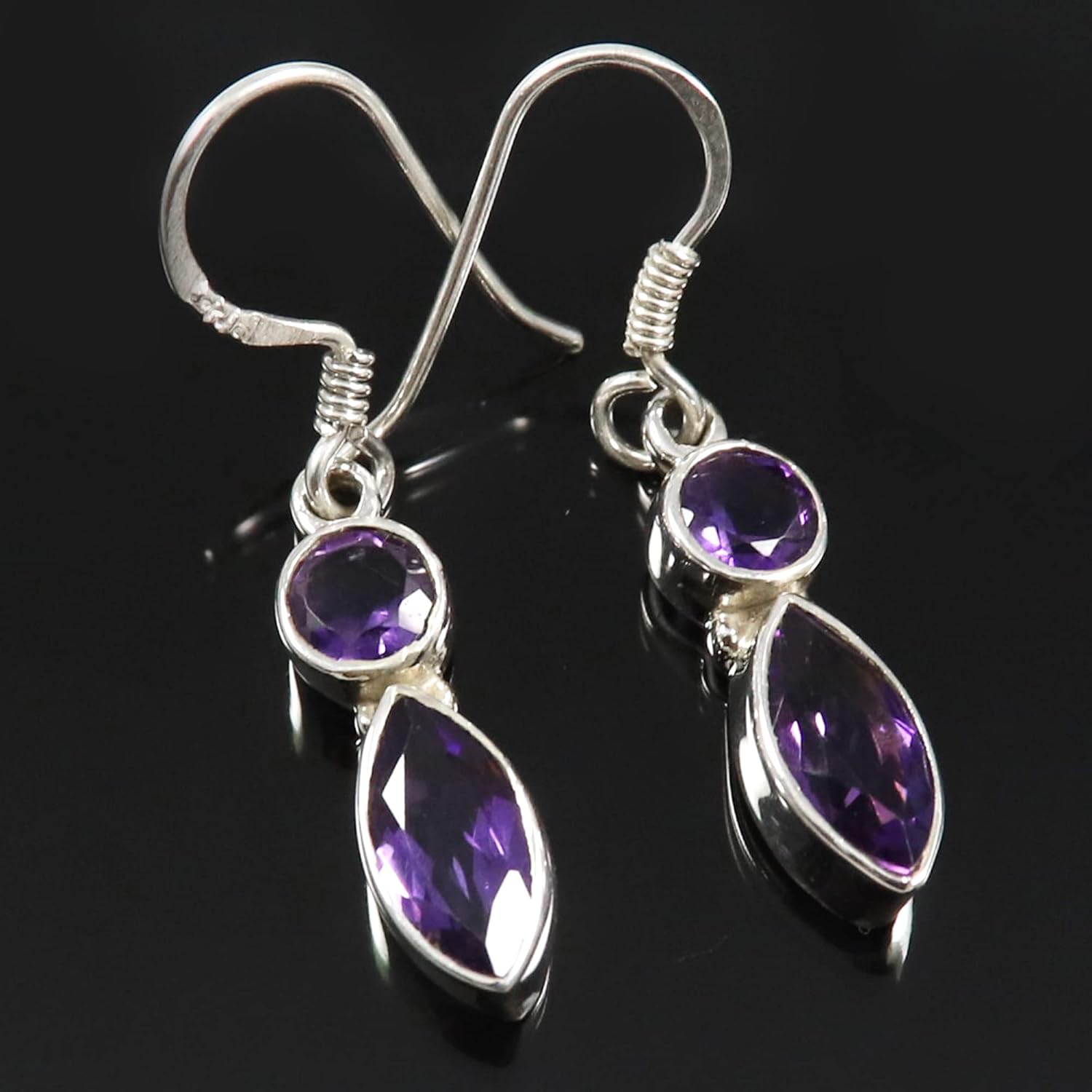 Goyal Exports Amethyst Faceted Gemstone 925 Sterling Silver Drop/Dangle Earring Jewlery SEG108A