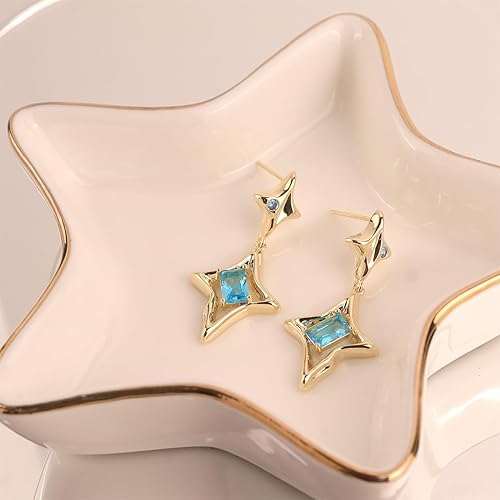 Vista 7 de Sonateomber Aretes colgantes con forma de estrella para mujer, de moda, únicos, brillantes, diamantes de imitación, regalo de joyería de moda