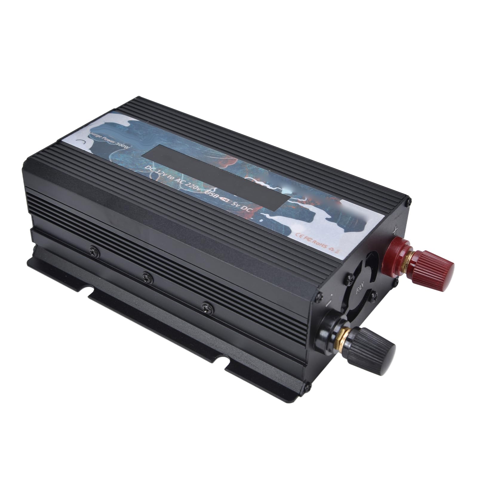 SIXRUN Przetwornica Mocy 300 W Inteligentna Przetwornica Mocy ze Stopu Aluminium 12 V DC na 220 V AC Zmodyfikowana Fala Sinusoidalna z Wyświetlaczem 95-procentowa wydajność do Awaryjnego Tworzenia