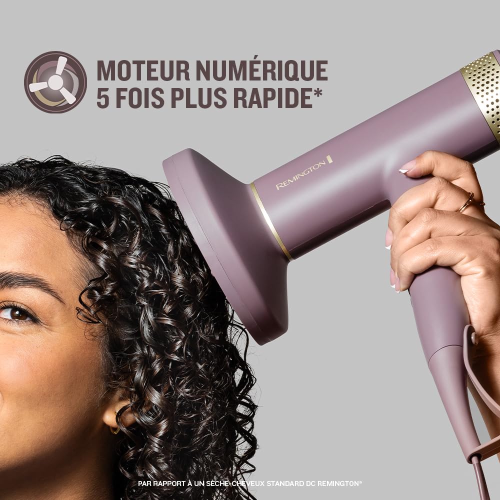 Remington AIRvive Sèche-cheveux (Moteur numérique silencieux léger, 110 000 tr/min, séchage rapide) Concentrateur, diffuseur (Technologie Ionique et anti-frisottis,12 réglages chaleur-vitesse) EC8930