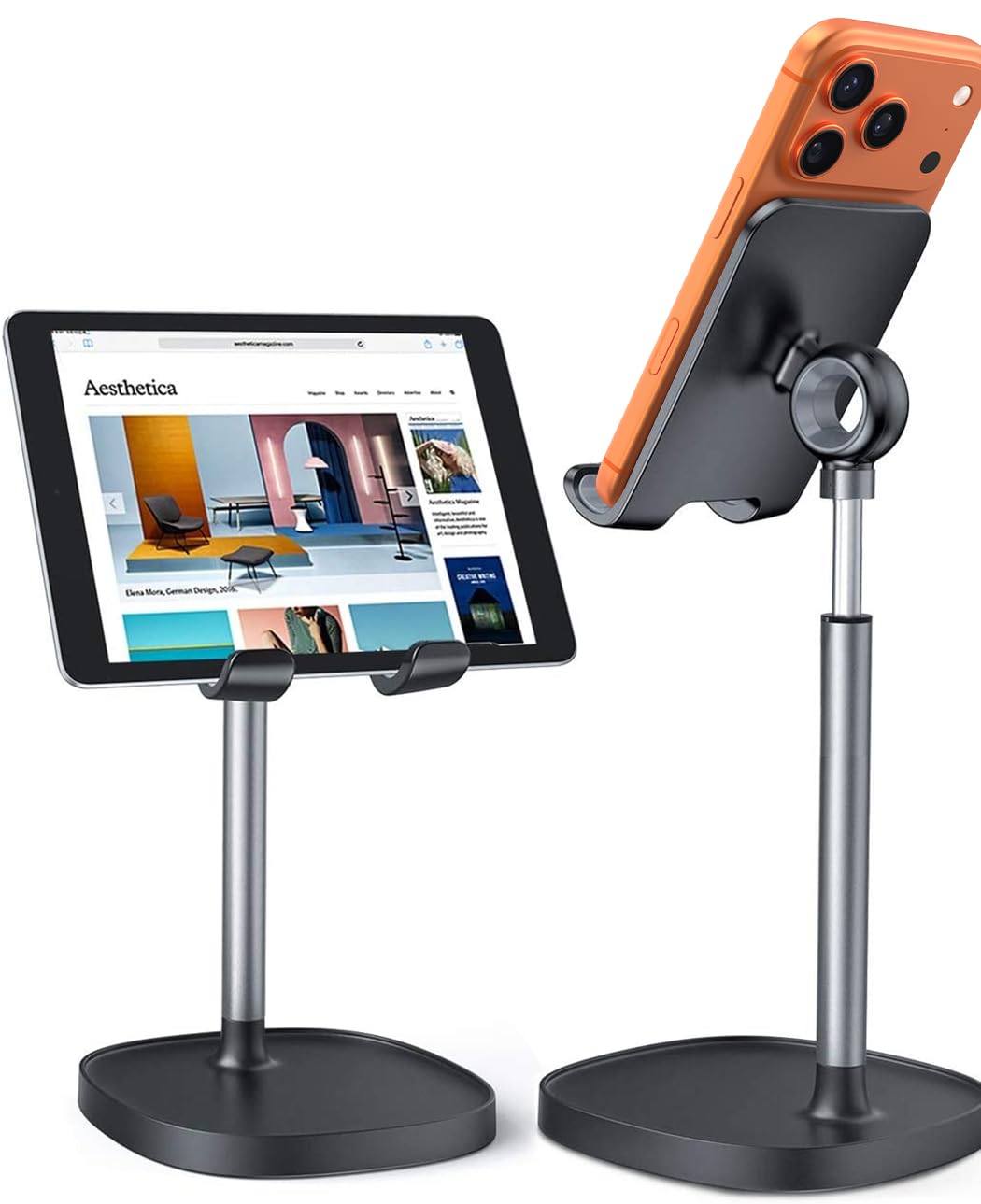 LISEN Cell Phone Stand Adjustable for iPhone Phone Holder for Desk, Office Desk Accessories Computer PC for iPhone Stand Gaming Essentials Fit Otterbox Case Phones Switch Kindle iPad Air Tablet 4-10in