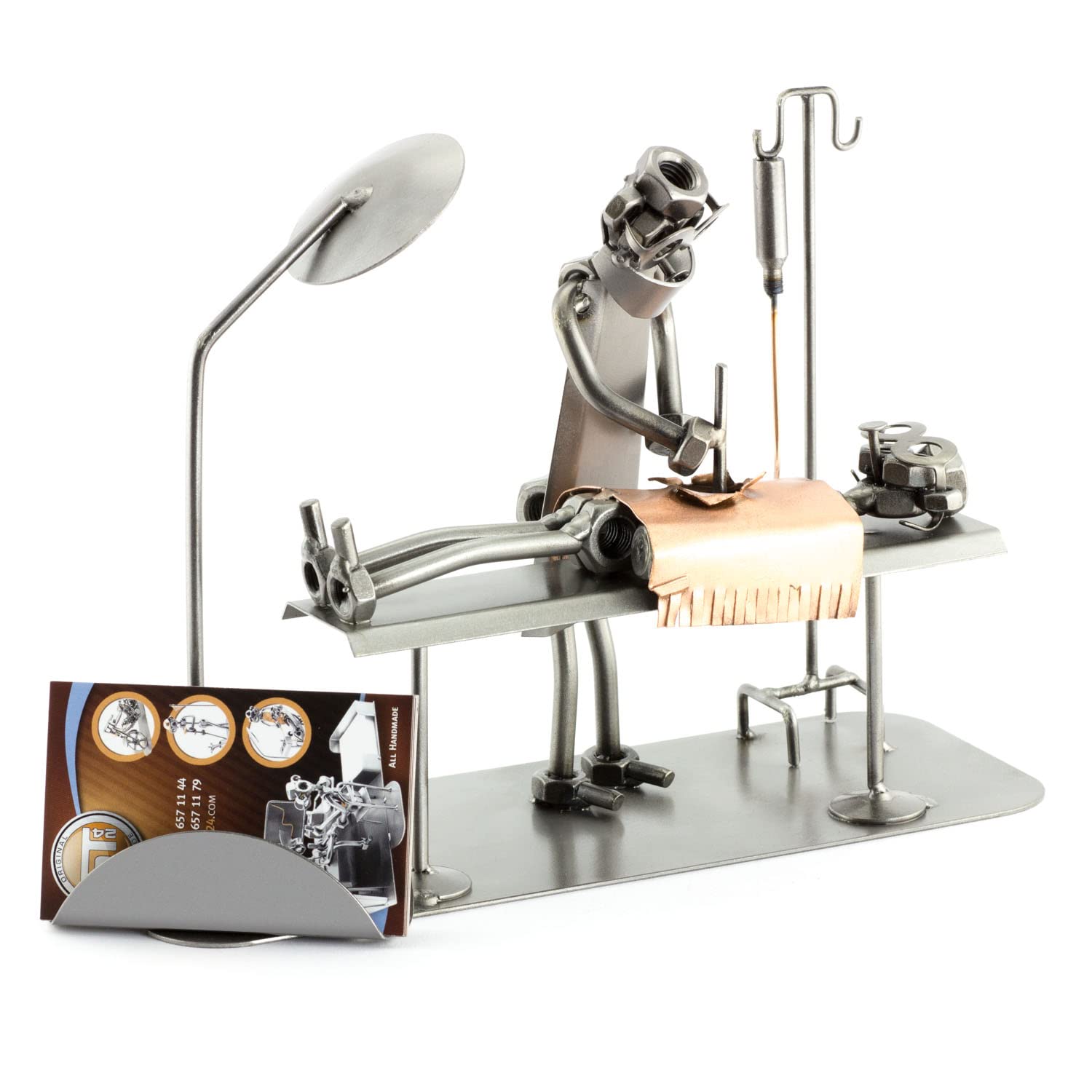 Steelman24 I Nuts and bolts sculpture SURGEON With Business Card Holder I Handmade ornaments I Made in Germany I I Metal figurine