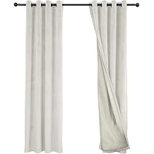 100% Full Blackout Velvet Curtains with Liner 84 inch Long 2 Panels for Living Room, Thermal Insulated Energy Saving Room Darkening Grommet Window Drapes for Bedroom, 52x84 Cream Ivory