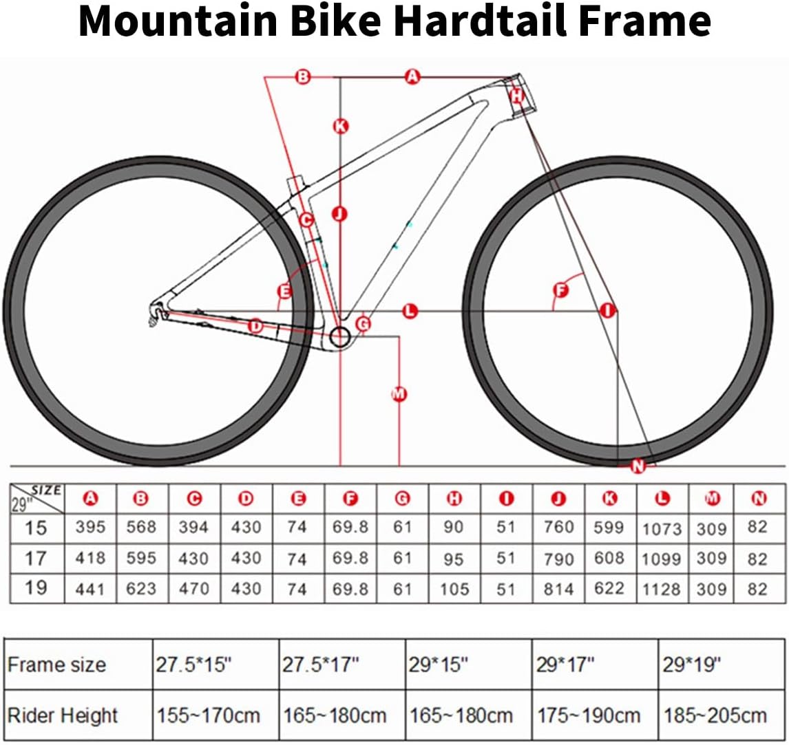 Mountain Bike Boost Frame 12 * 148mm Thru-Axle 29er XC Hardtail Cyclocross Bikes Frame 15/17/19in Carbon Fibre Disc Brake Frame BB92*41mm Press-in Bottom Bracket(Red,29 * 19")