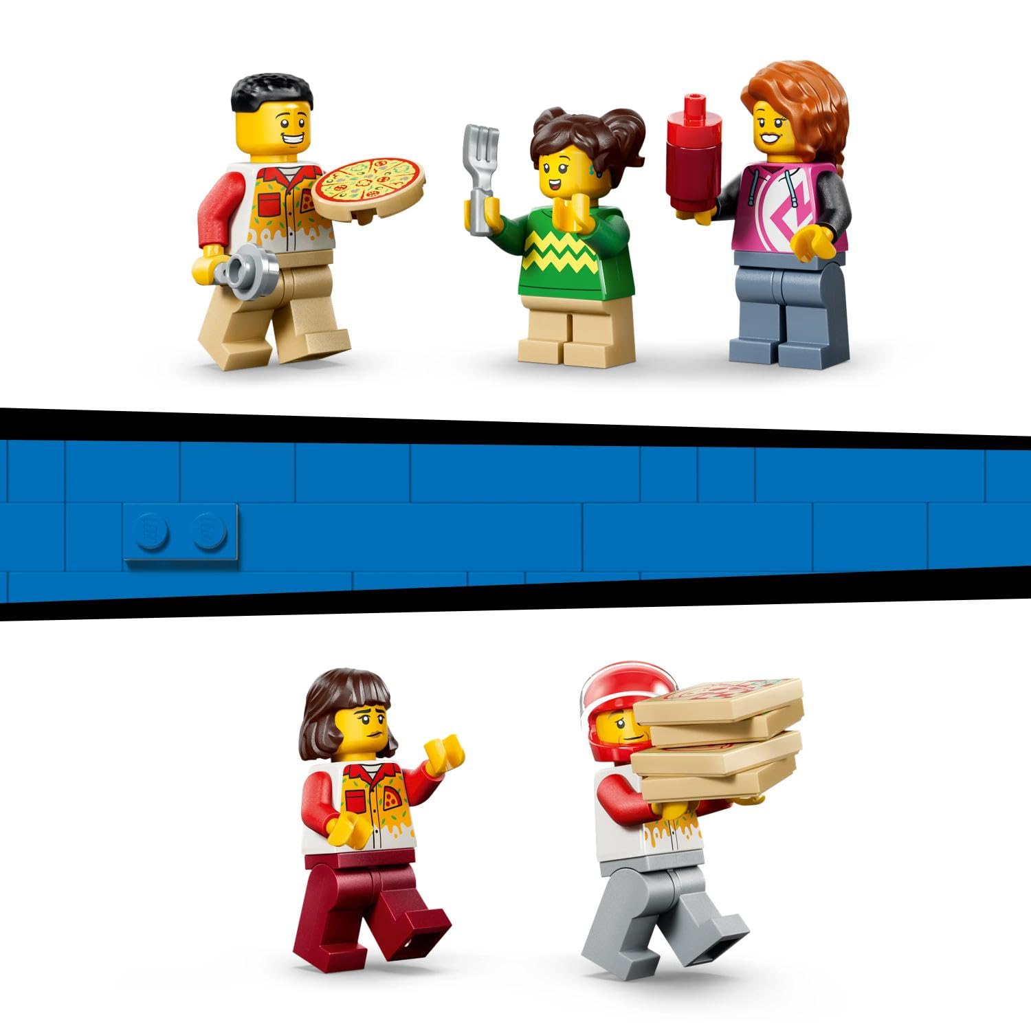 LEGO City La Pizzeria et Ses Véhicules de Livraison - Jeu de Construction - Jouet Voiture, Scooter, Drone, Borne d’Arcade & 4 Minifigurines - Idée de Cadeau d'anniversaire pour Garçon dès 6 Ans 60496