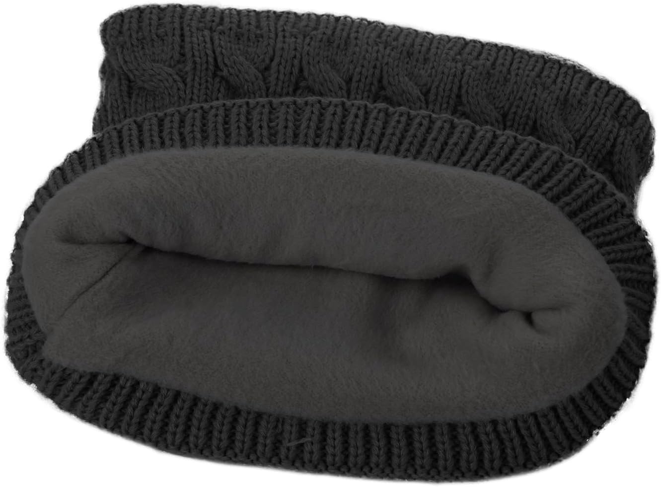 Kids Winter Hat Gloves Scarf Set, Plush Fleece Lined Beanie with Earflaps, Knit Neck Warmer Mittens for Boys & Girls