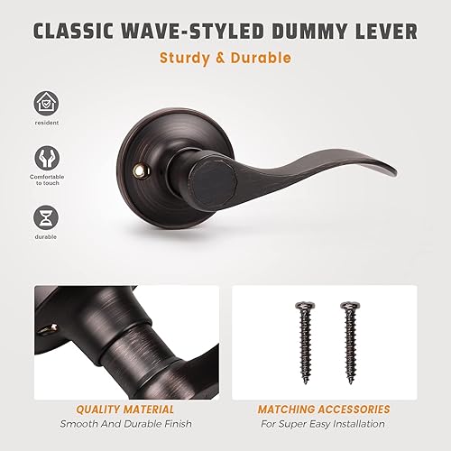 Miniatura 4 de 12061 - Manilla para puerta de entrada exterior, con cerradura de seguridad, acabado en bronce aceitado