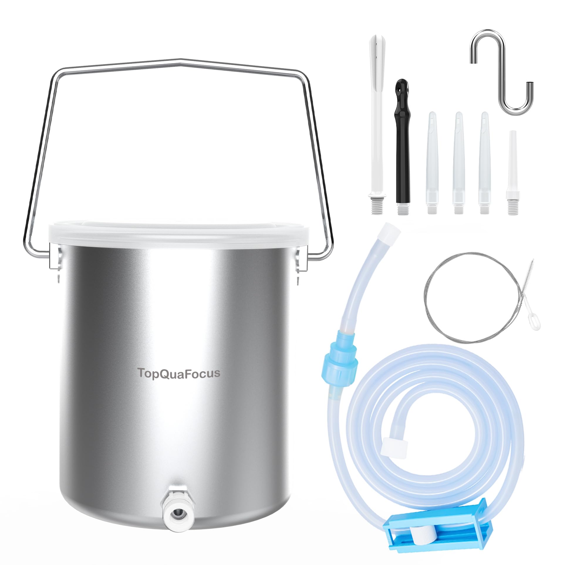 TopQuaFocus 2L Enema Kit Stainless Steel Enema Bucket for Man