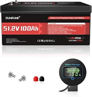 48V 100Ah LiFePO4 Lithium Batterie, 5120Wh 200A BMS, LiFePO4 Golfwagen Akku mit 15000 Zyklen 10 Jahre Leben für Wohnmobil, Solarenergie, Camping & Heimenergiespeicher