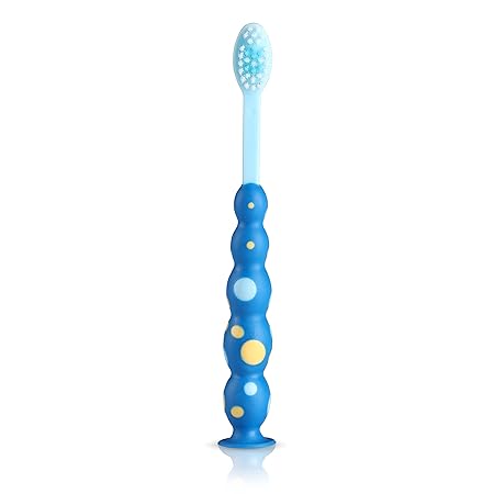 Luv Lap Bubbles Kids Manual Toothbrush with Soft Bristles, BPA Free, Suction Cup, 33 tuft bristles,Multicolor Boys & Girls Toddler Toothbrush, 18M+