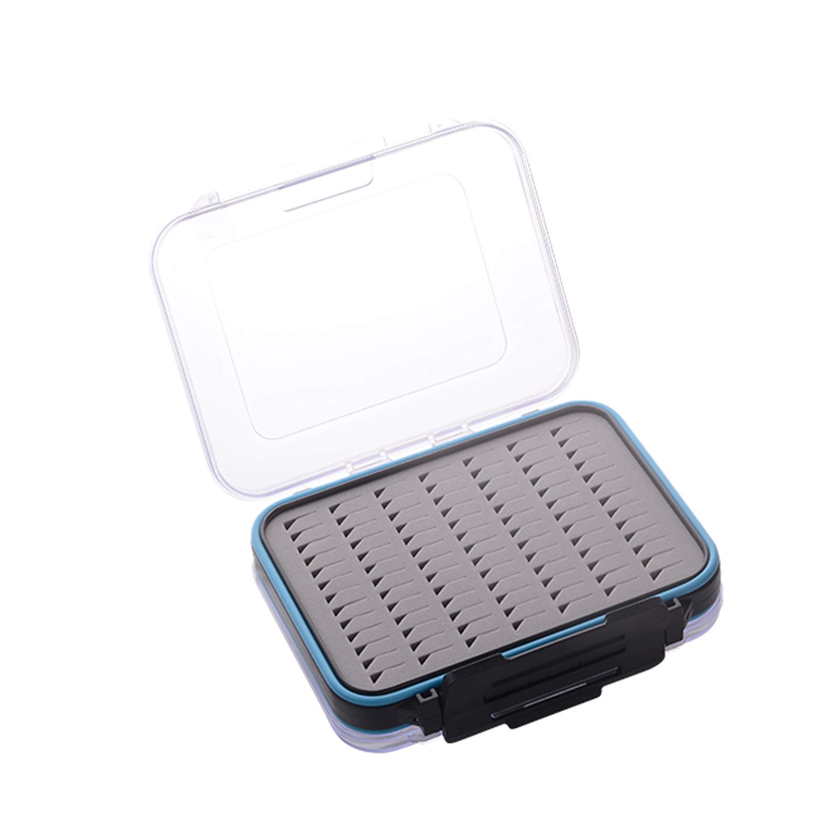 Aventik Fly Box for Fly Fishing Double Sided Waterproof Lightweight Fly Jig Box Clear Lid Hook and Flies Storage Easy Grip Design（Foam insert-S)