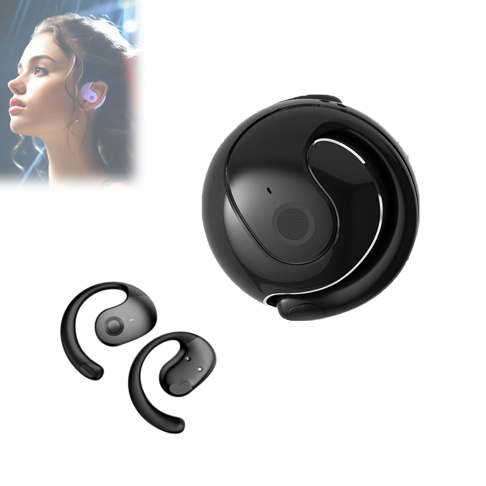 Hy-T26 X15 Pro Earphone Wireless Bluetooth,Open Rows Hanging Earphones 5.4 Bluetooth Earphones,3D Stereo Hanging Bluetooth 5.4 Earphones,Sports Waterproof Bluetooth 5.4 Out-of-Ear Earphones (Black)