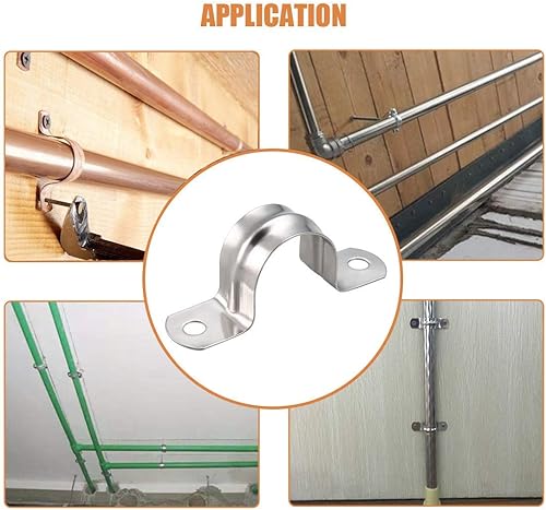 Miniatura 6 de Correa de 2 pulgadas con dos agujeros, soporte en U, correa de tubo de acero inoxidable, clip de tensión, kit surtido de abrazaderas rígidas de alta