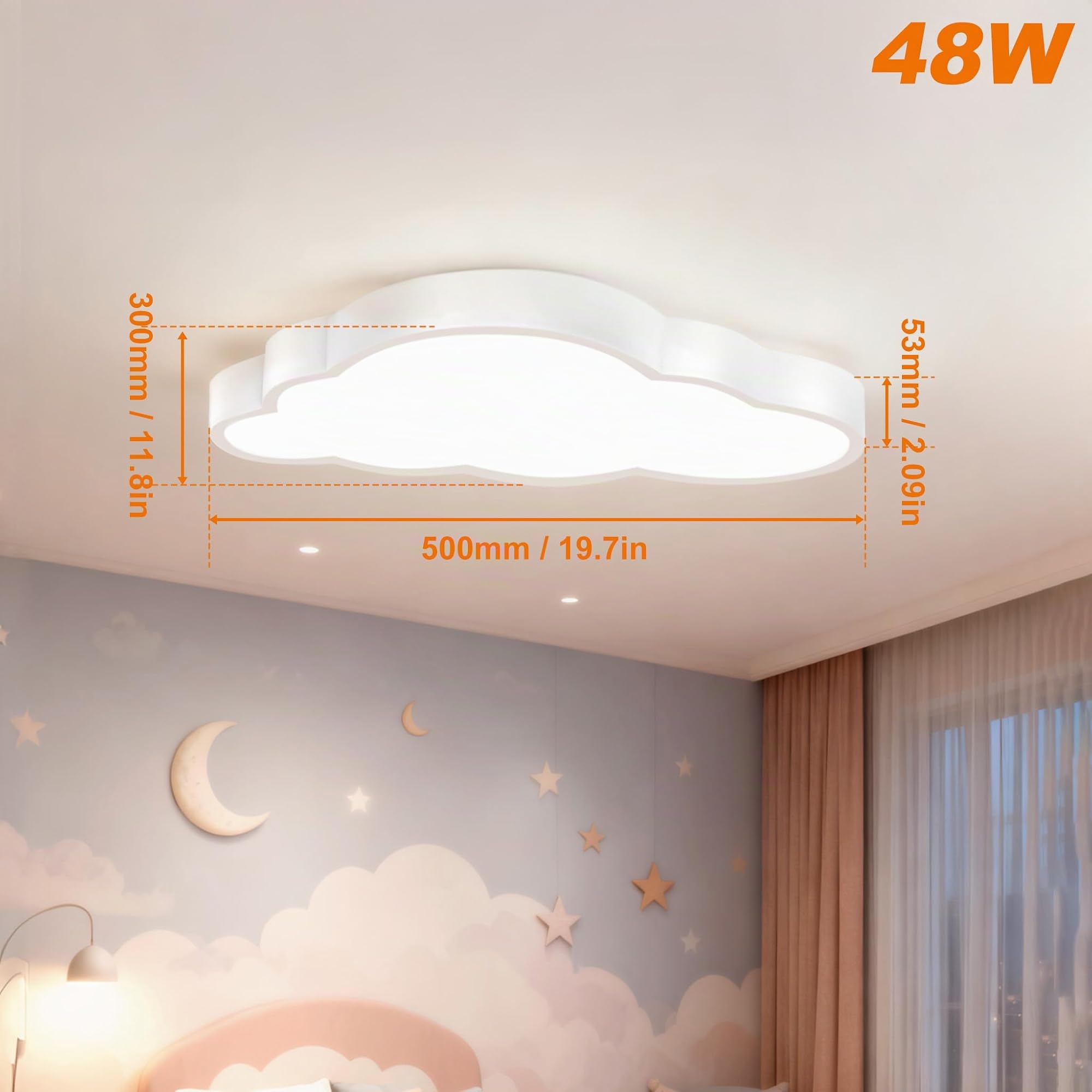 UISEBRT 48W LED Deckenleuchte Wolken Deckenlampe Dimmbar mit Fernbedienung Lampe Kinderzimmer Wolke Kinderzimmerlampe Moderne für Kindergarten Schlafzimmer