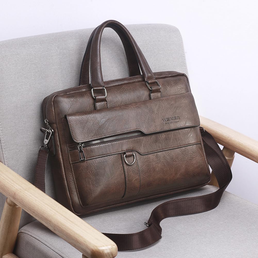 YY GEWETAO Mens Messenger Bag Leather 15.6 Inches Laptop Briefcase Large Laptop Bag Satchel Crossbody Bag