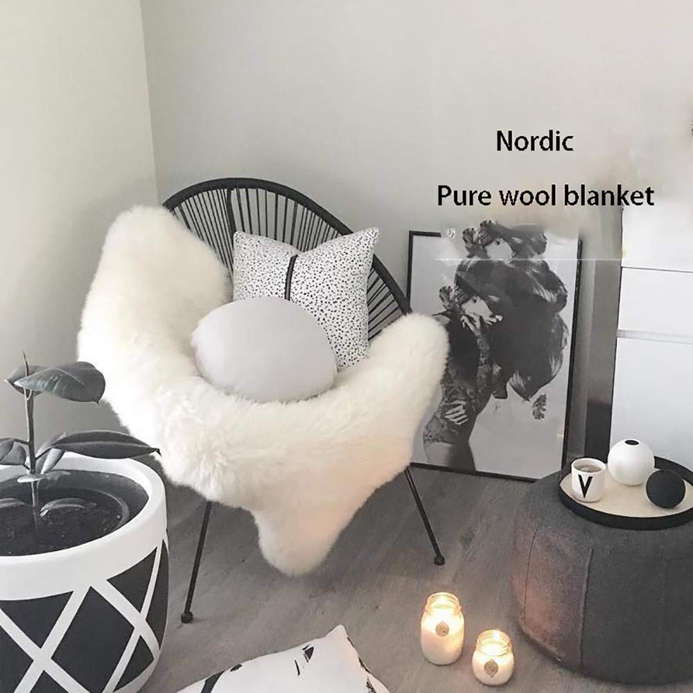 Tapis en Peau de Mouton SynthéTique,Imitation Wool Fleece Fluffy Coussin Canapé Laine Tapis, EuropéEn Simple et éLéGant Coussin De Chaise Chambre Salon Baie VitréE Couverture