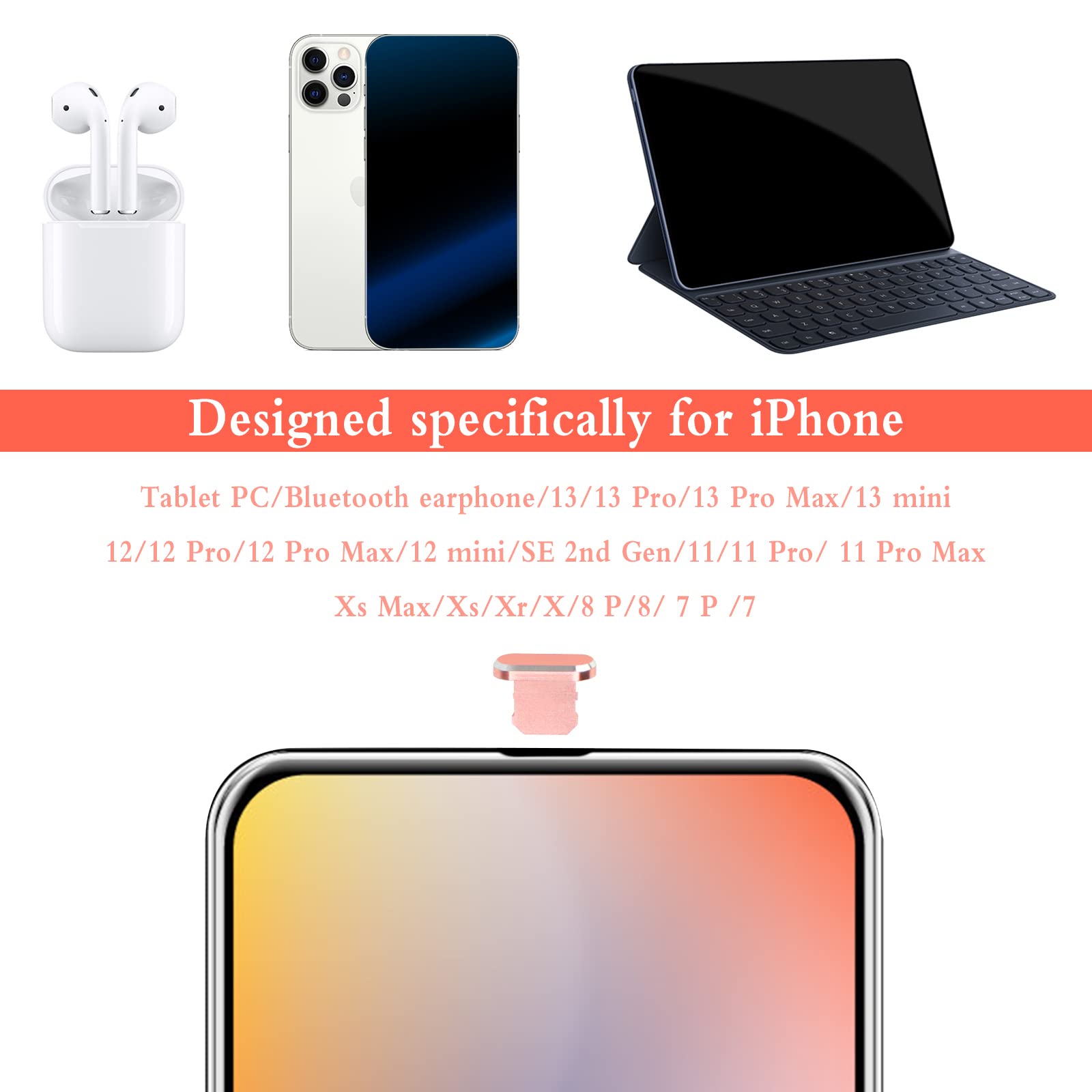 Cache Anti-poussière Pour Port Lightning IPhone 6 à 12 - Aluminium - Neuf Sous Garantie 1 Mois