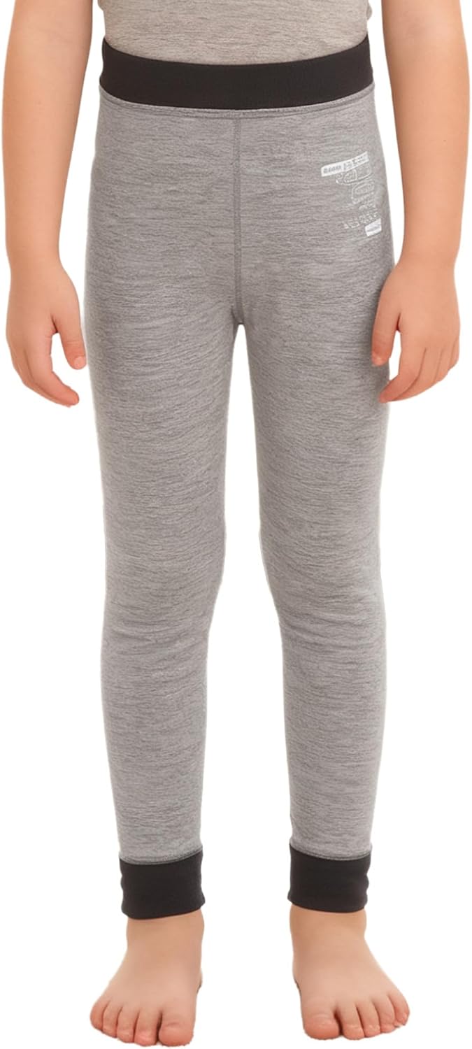 FEESHOW Kids Girls Thermal Pants Contrast Color High Waist Thin Fleece Lined Warm Leggings for Yoga Ballet Dance