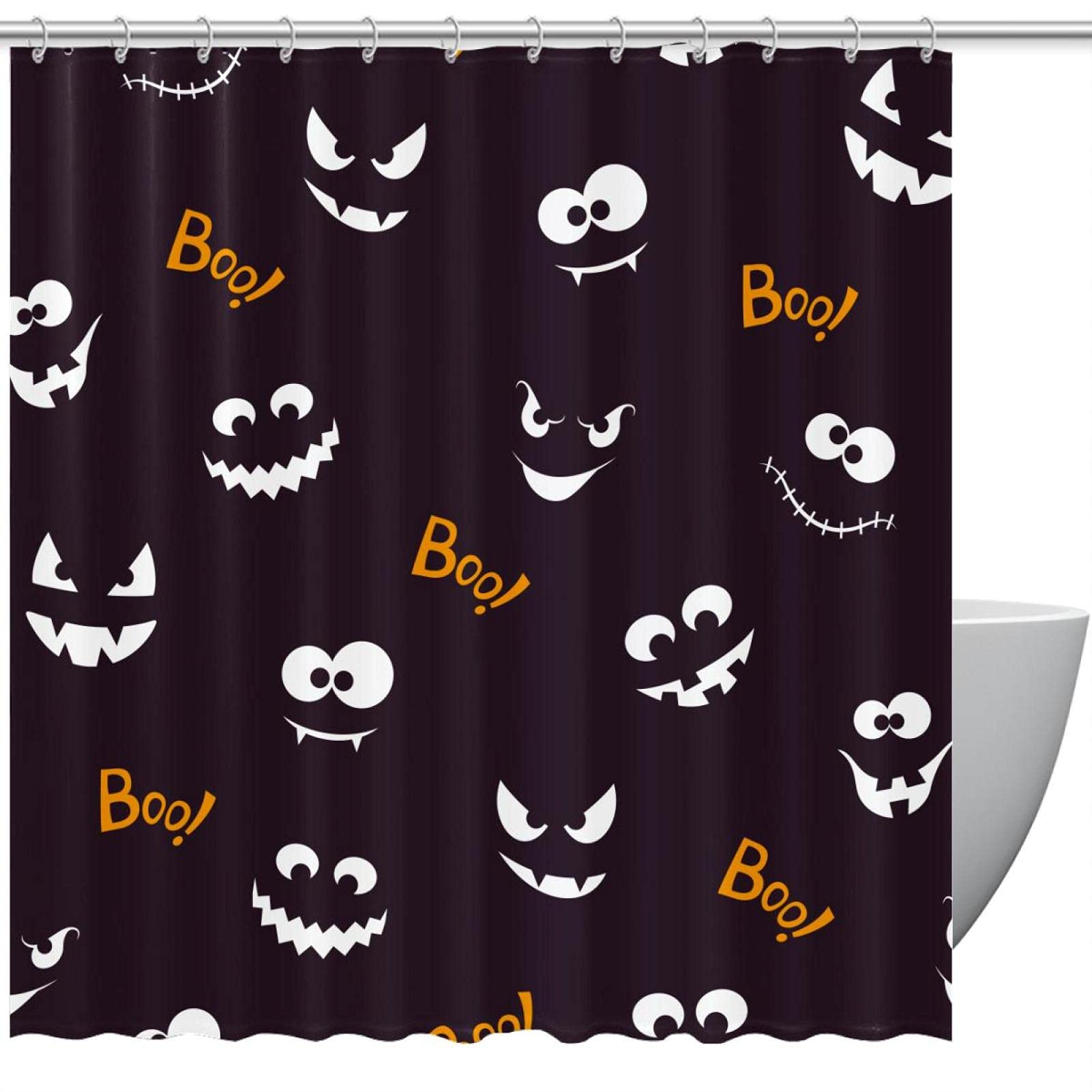 Rideau de salle de bain Halloween Boo déco enfant pour douches et baignoires