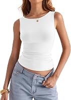 Eachyes Women's Boat Neck Sleeveless Tank Tops Slim Fit Y2K Summer Going Out Shirts