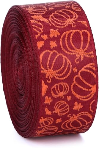 Miniatura 6 de Meseey 10 rollos en total de 50 yardas de cinta a cuadros de otoño, calabaza, hoja de arce, camión, cinta de satén de cosecha de otoño, cinta de