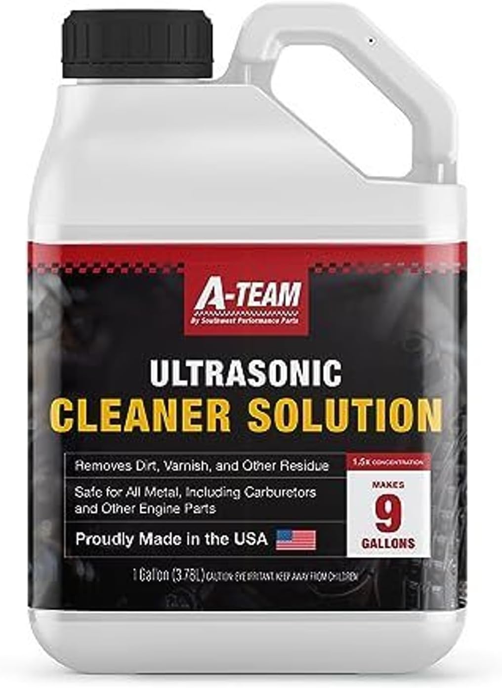 A-Team Performance Ultrasonic Cleaner Solution - 1 Gal (128 Fl Oz) Concentrate 1:8 - Ultrasonic Carburetor & Engine Parts Cleaning Solution