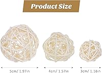 Vista 5 de VILLCASE Bolas decorativas de ratán, 15 bolas de mimbre de ratán, rellenos de jarrón de 3 tamaños para manualidades, rellenos decorativos de tazón