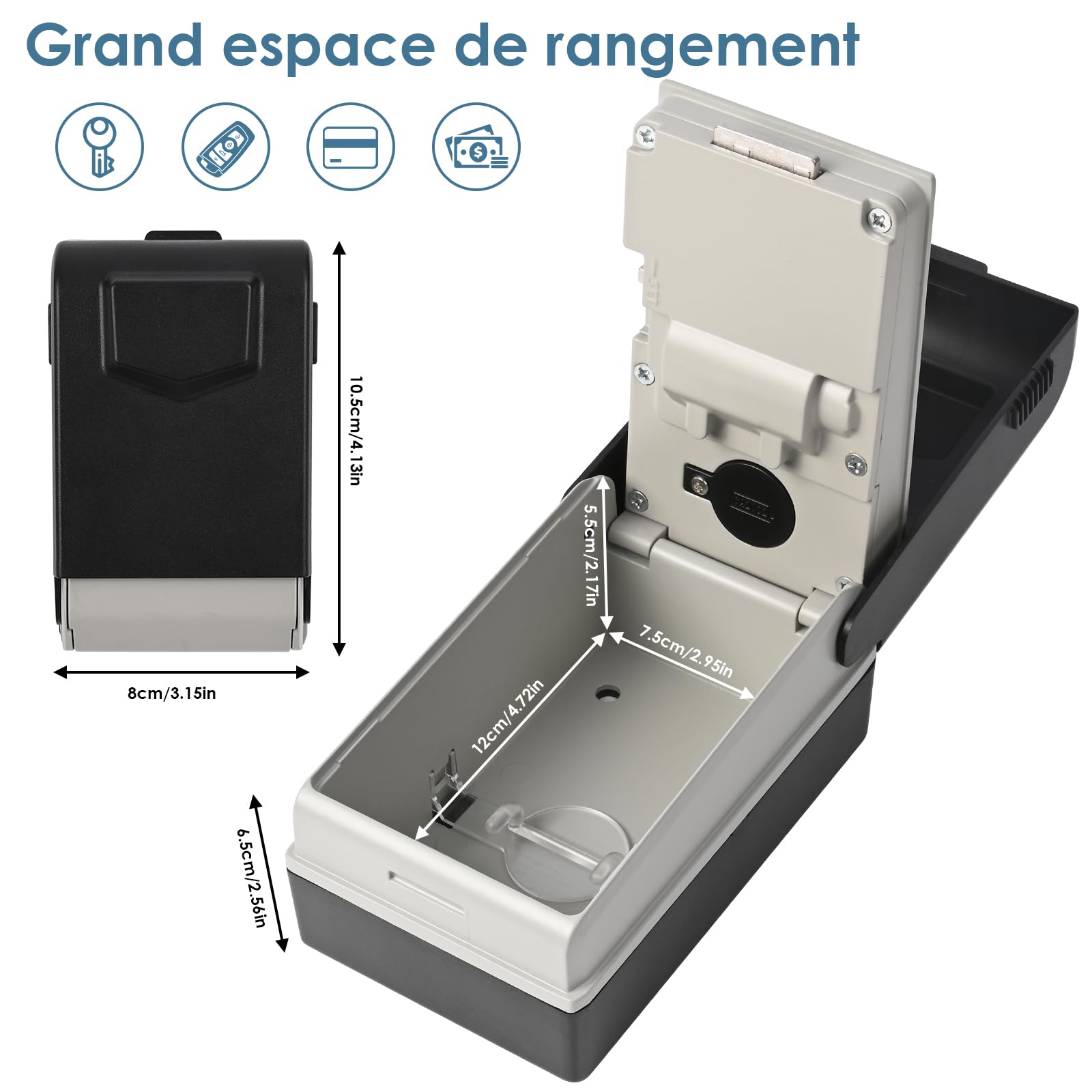 Boîte à Clés avec Code & Éclairage – Boite A Clef Murale sécurisée en Alliage d’Aluminium, étanche & résistante aux intempéries – Boite A Clefs Securisee Exterieur pour Maison, Garage & Bureau