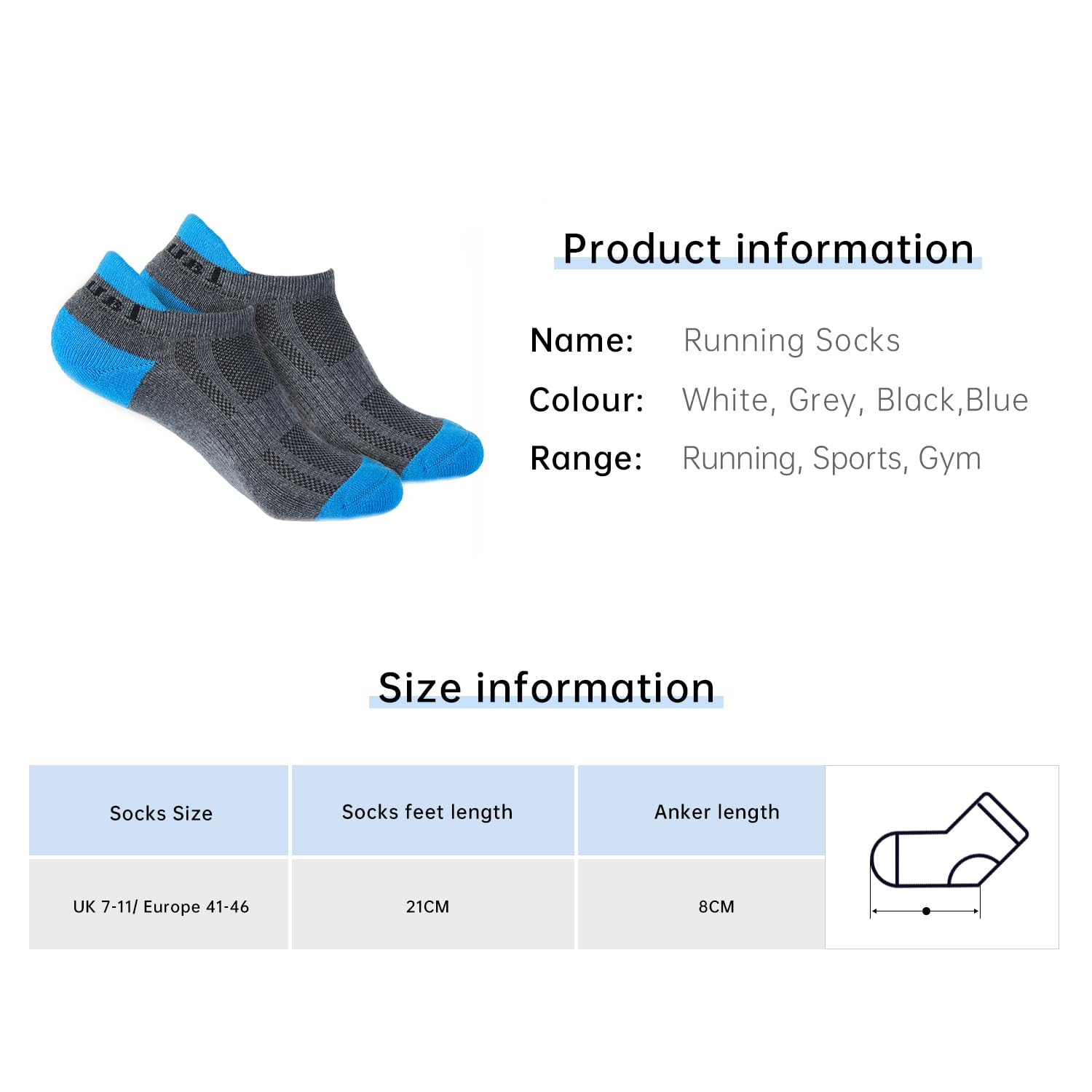 Laulax 4 pairs Mens Professional Coolmax Running Socks, Achilles Tendon Protection, Size UK 7-11 / Europe 41-46, Gift Box
