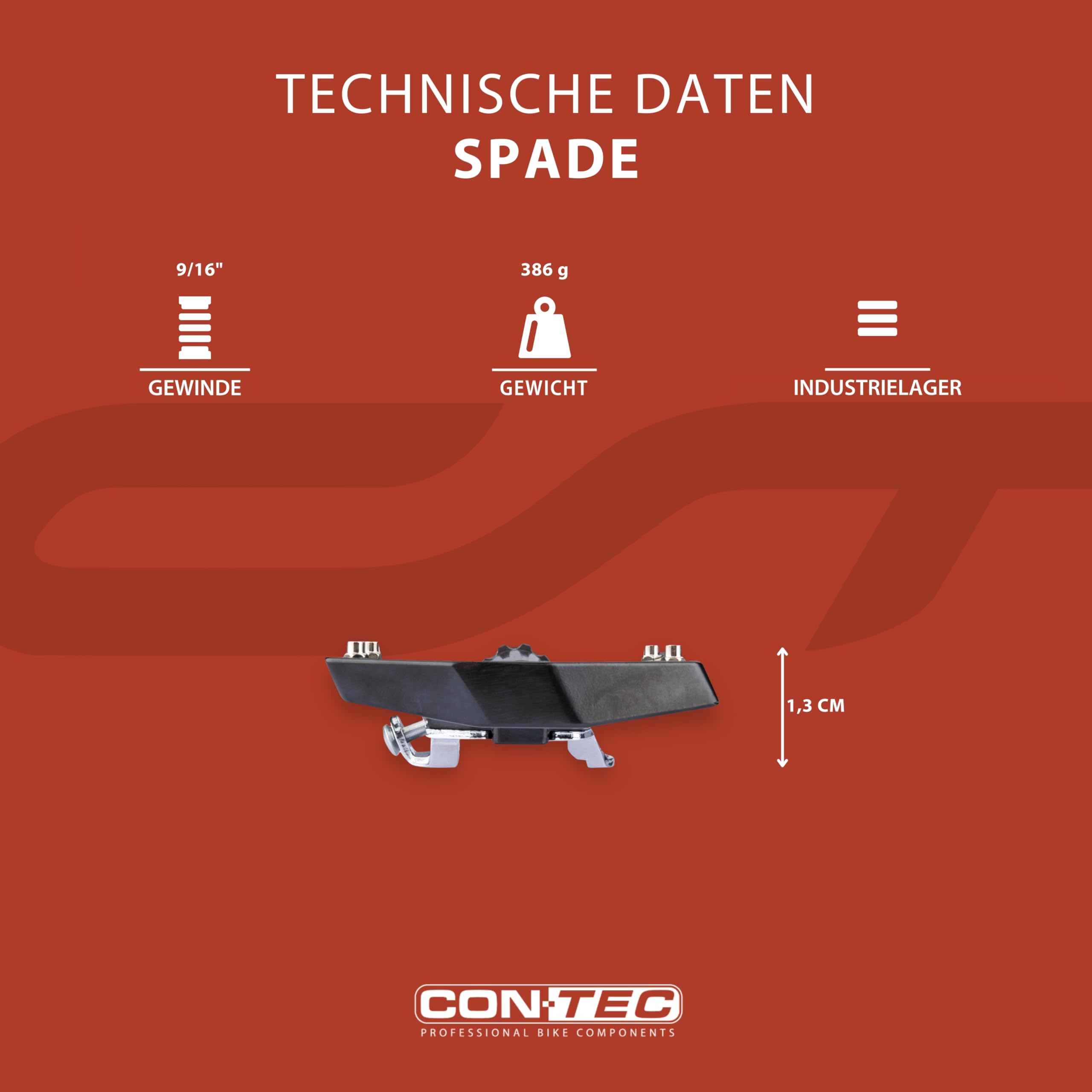 CONTEC Fahrrad-Systempedale Spade, 9/16", Aluminium, kompakt, MTB-Klickpedal mit SPD-System, Flexibel Einstellbar, Robuste Qualität, Schwarz, Paar