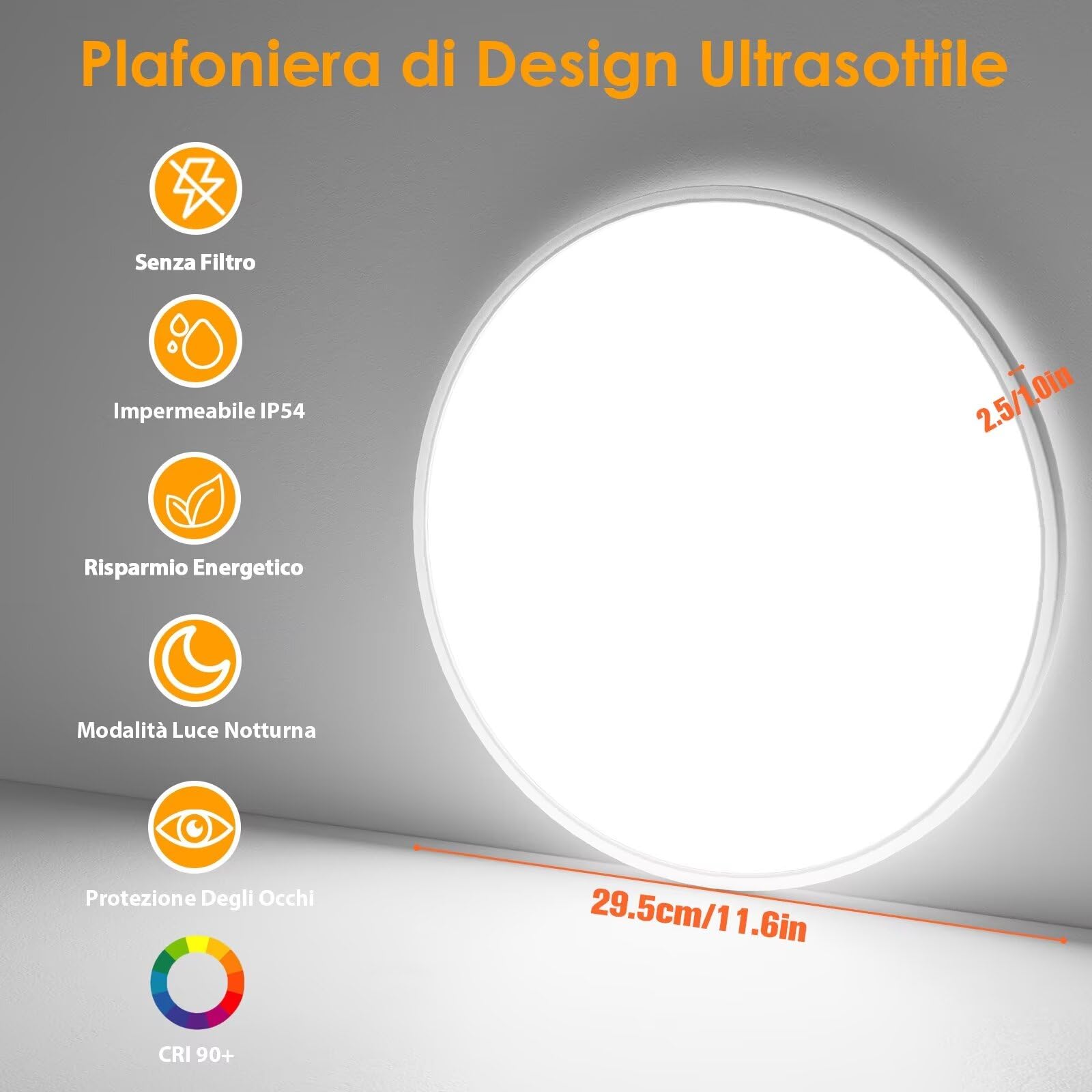 Yexati 4PCS Plafon LED Techo Regulable 24W 3200LM Delgada Lampara Techo con Mando a Distancia 3000K-6500K, IP54 Ø29.5cm Plafones Redondo Lámpara Panel para Dormitorio Cocina Salon Baño Comedor Pasillo