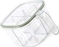 Vista 5 de Caja de condimentos con 4 compartimentos con tapa y 4 cucharas de servir, maceta transparente para especias y condimentos, contenedor de cocina