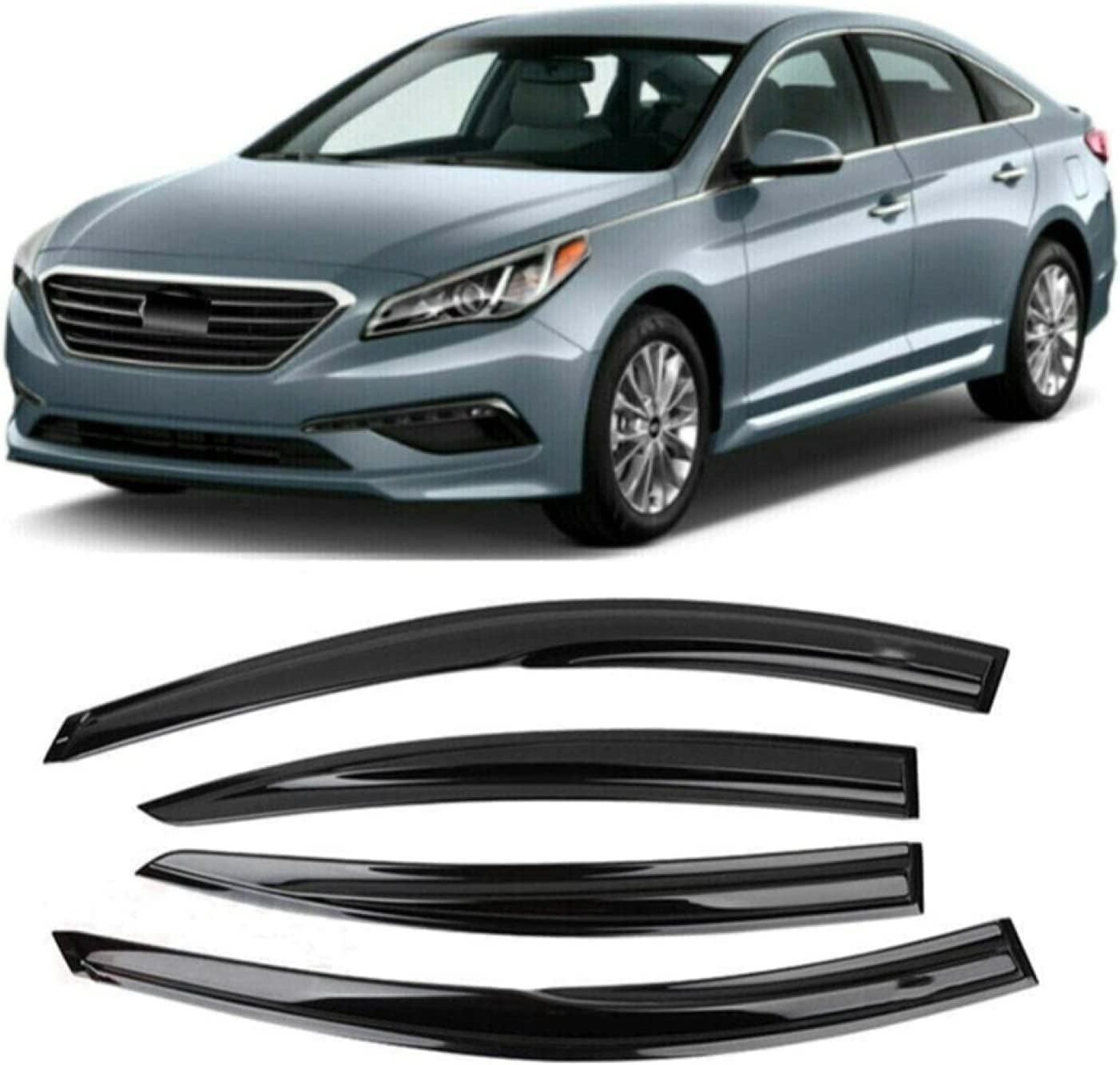 WeiYH Wind Deflectors for Hyundai Sonata 2015-2019, Keep Your Car Ventilated in Rain Car Rain Guard Shield Stick-on Fitment Weathershields