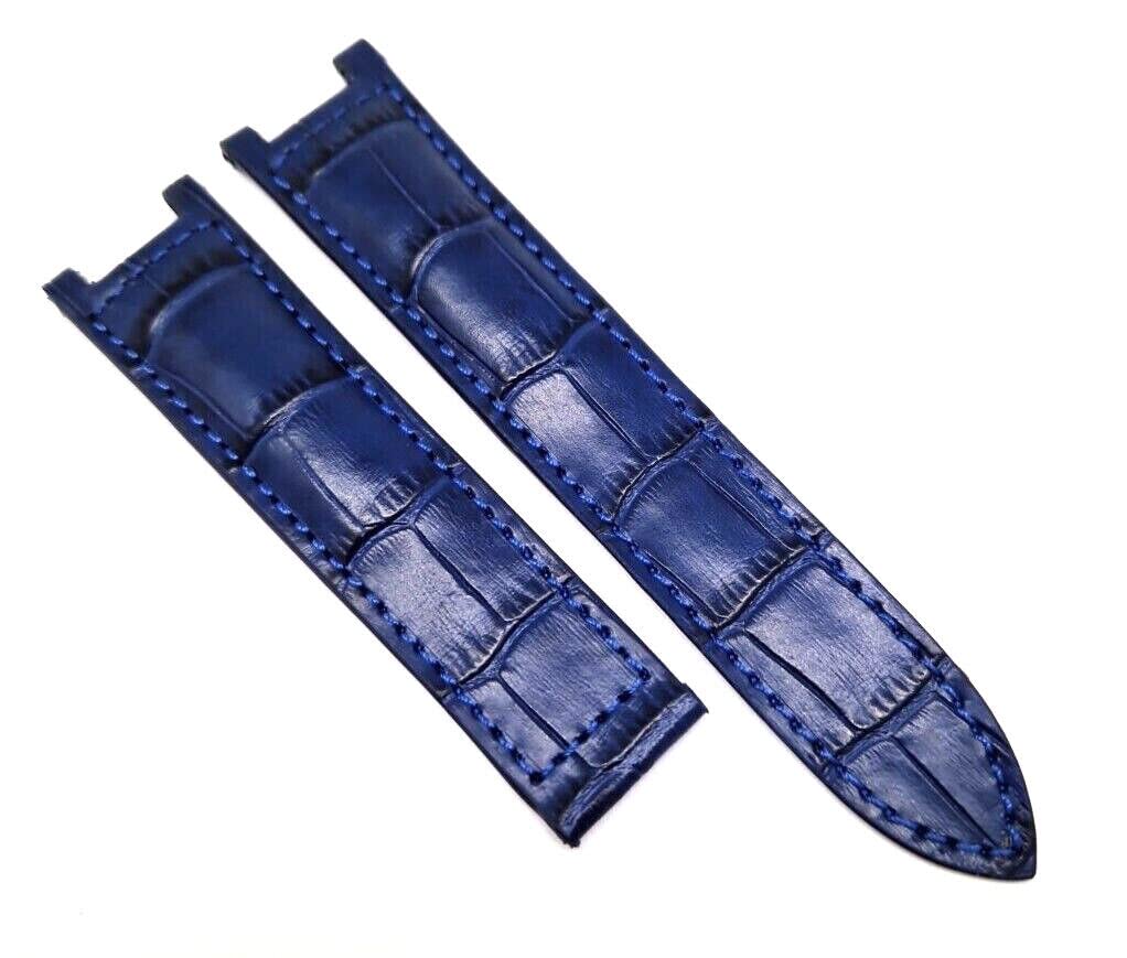 RIOS1931 Cinturino per orologio Pasha blu coccodrillo goffrato 20 mm fibbia pieghevole