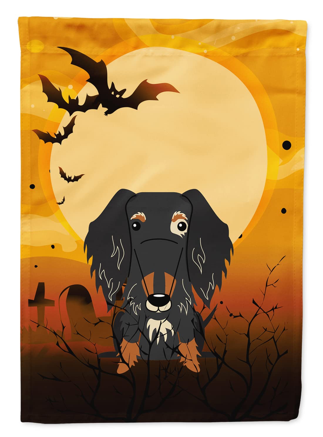 Drapeau de jardin Teckel à poils dapple Halloween miniature multicolore BB4394GF