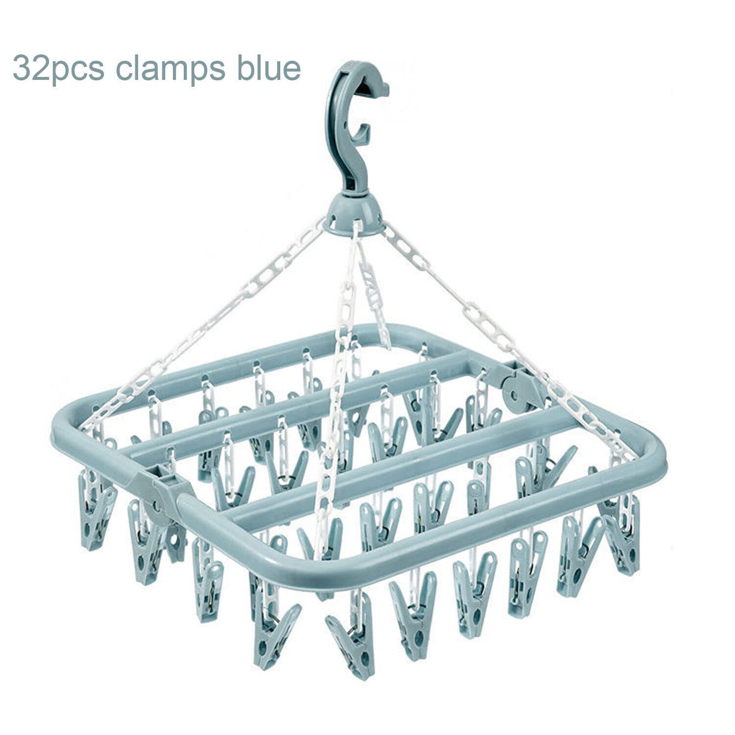 2 Pack Dryer Washing Line 32 Peg Airer Clothes Horse Underwear Sock Pants Hanger Socks Lingerie Bra Pants Camping Caravan Portable Travel Wardrobe Drying Laundry Rack Clip Pegs Drying Windproof Baby - Image 3