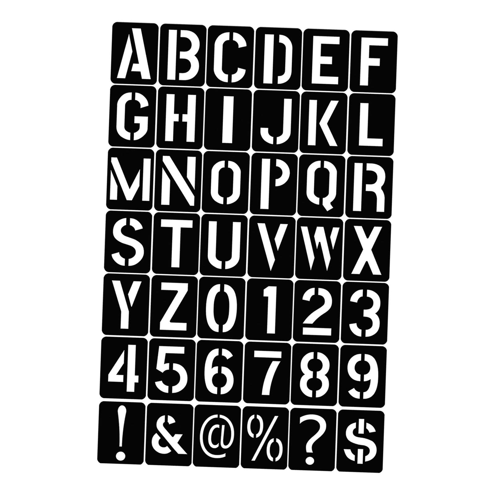 5 set di 42 stencil a forma di lettere, simboli, numeri, progetti artigianali per pittura