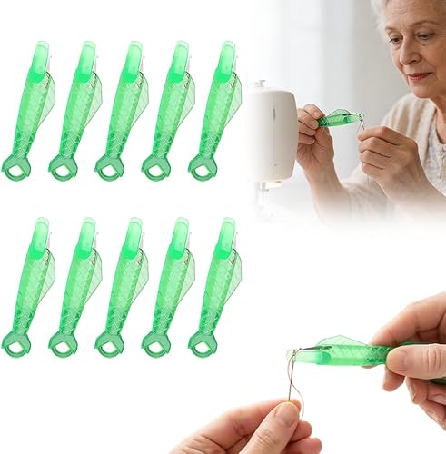 Enhebrador de agujas para máquina de coser, enheador automático de agujas, tipo pez verde, para coser a mano, herramientas de enhebrador de agujas