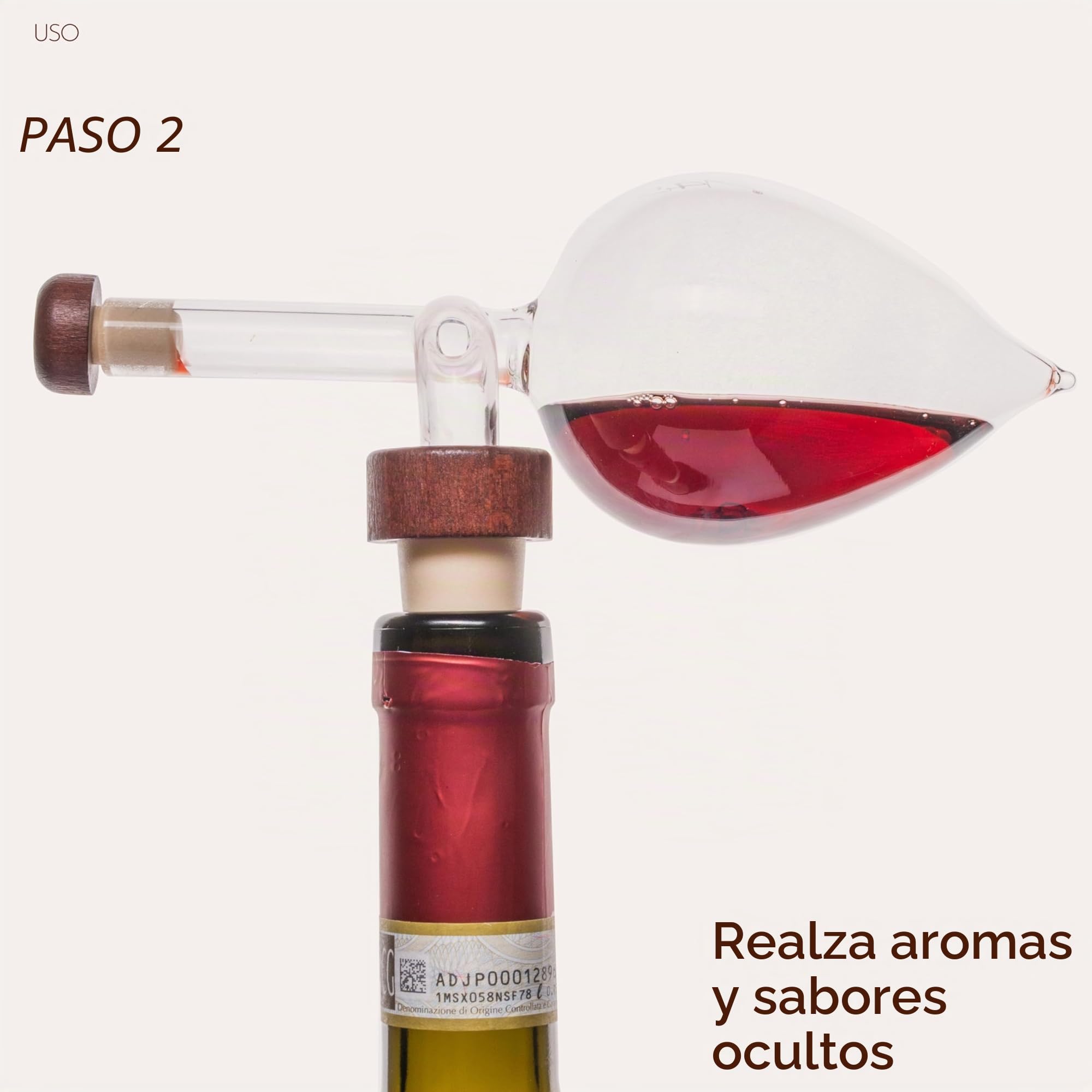 Decantador para vino con aireador de vidrio soplado 150 ml – Decantador profesional para vino tinto y blanco – Idea regalo para amantes del vino