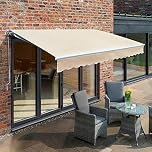 Primrose 3m Electric Awning - Ivory Mayfair DIY Patio Awning Gazebo Canopy Anti UV Waterproof Complete with Fittings and Winder Handle