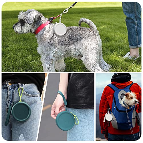 Leckerli-Tasche aus Silikon,2 Stück,Futtertasche für Hundetraining,Hundezubehör,Taschengröße,leicht zu reinigen,geruchlos,Reißverschluss-Design,tragbare Leckerli-Tasche für Hunde(Dunkelgrün-Weiß)