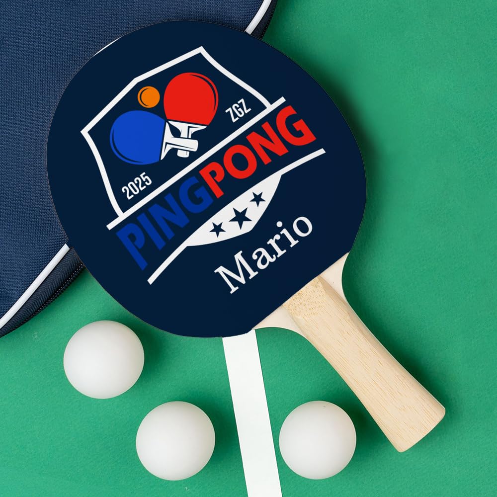 Wanapix | Palas de Ping-Pong Personalizadas | Palas de Tenis de Mesa con Fotos y Nombre | Personalizadas por 1 Cara por Impresión Directa sobre la Goma | Regalo Original para Aficionados al Ping Pong